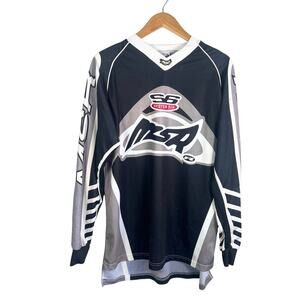 Y2k MSR Motocross Long Sleeve Shirt Black White Large 22x32